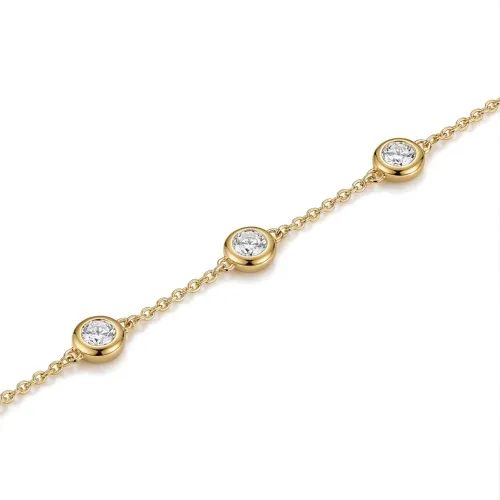 Circlis - Moissanite Bracelet with Bezel Set Stones and Delicate Link Chain - lifestyle