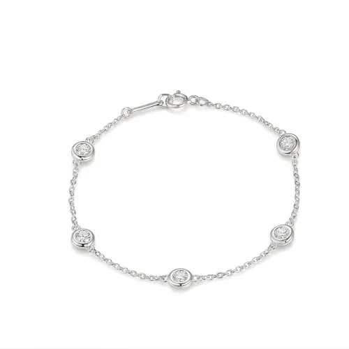 Circlis - Moissanite Bracelet with Bezel Set Stones and Delicate Link Chain
