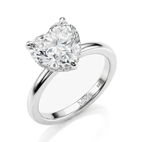 Amorelle - Heart Cut Moissanite Engagement Ring with Hidden Halo