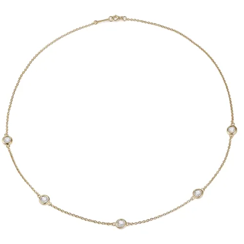 Circa - Bezel Set Moissanite Necklace with Adjustable Links