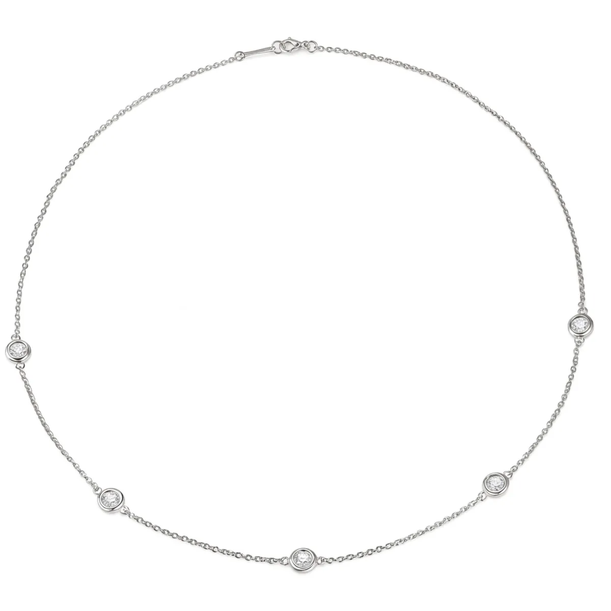 Circa - Bezel Set Moissanite Necklace with Adjustable Links
