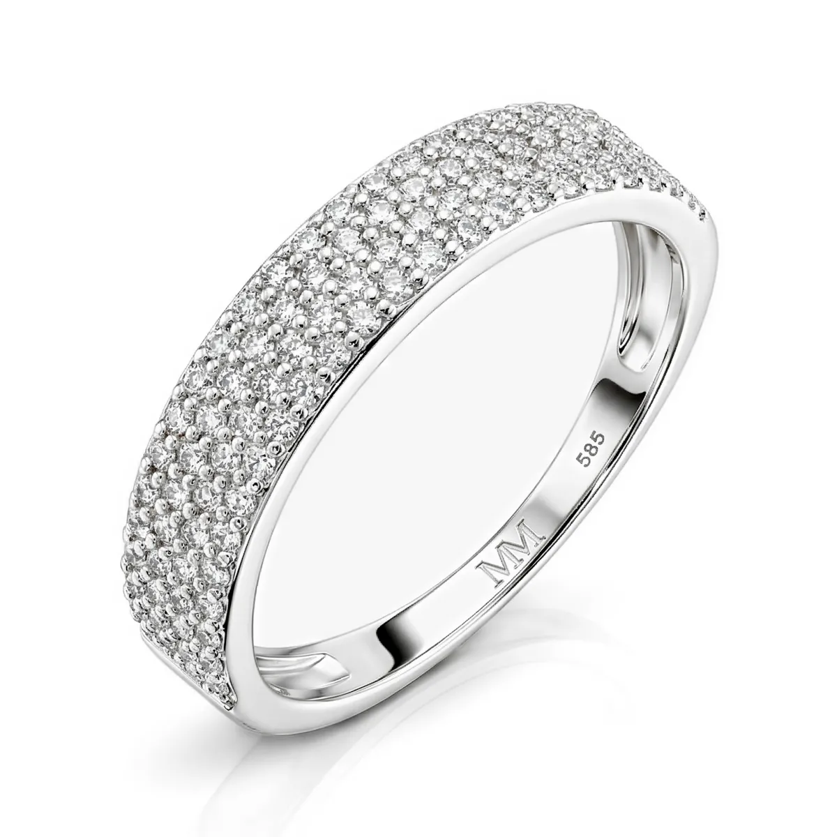 Glissade - Moissanite Ring with Pavé Setting and Tapered Band