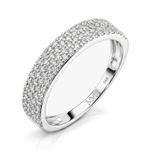 Glissade - Moissanite Ring with Pavé Setting and Tapered Band