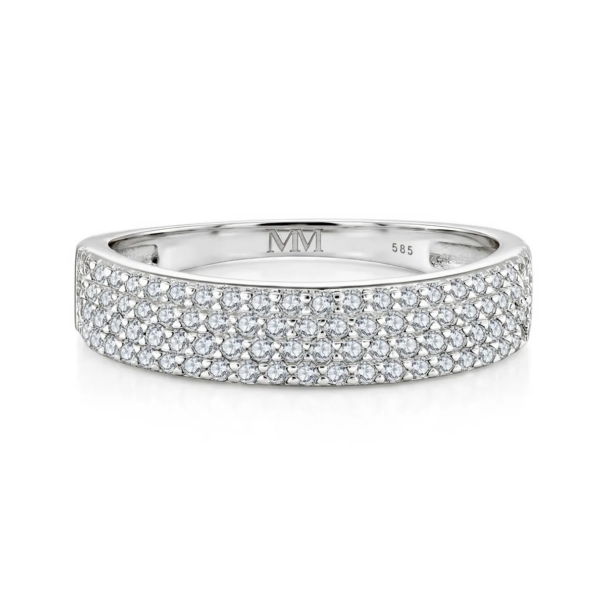Glissade - Moissanite Ring with Pavé Setting and Tapered Band