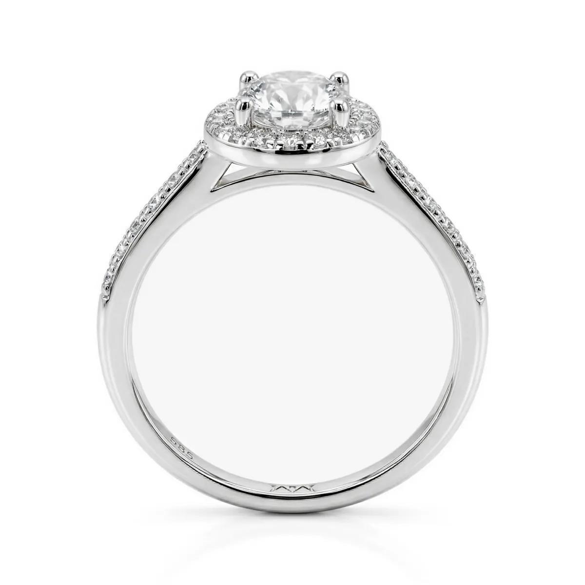 Orletta - Oval Moissanite Engagement Ring with Pavé Halo and Band