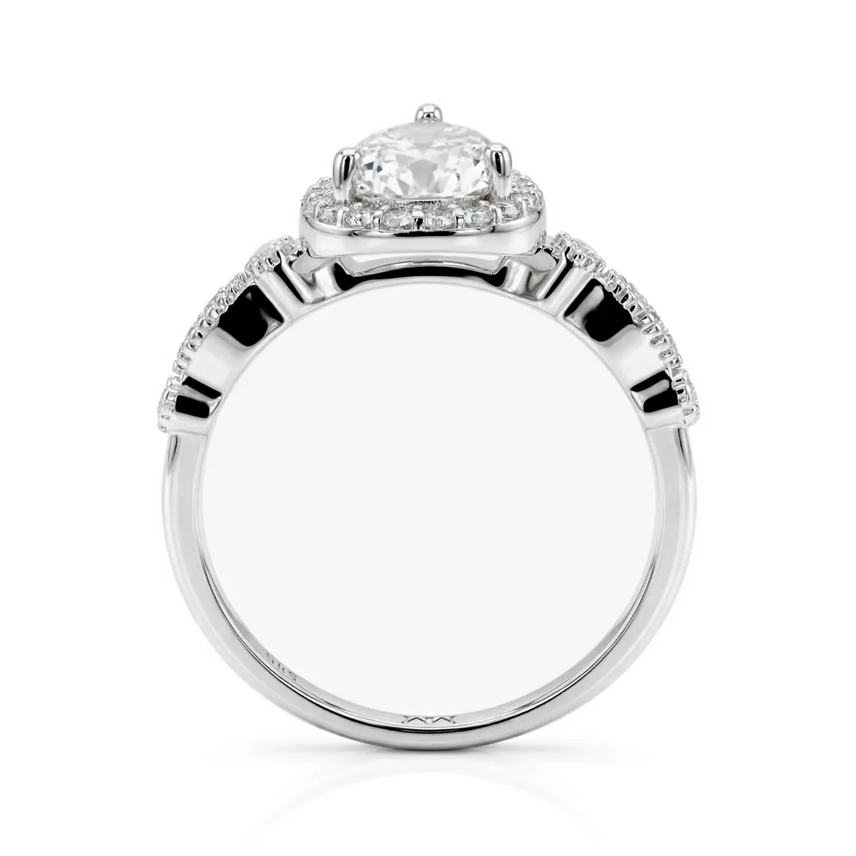 Elanore - Pear Cut Moissanite Engagement Ring with Twisting Pave Band