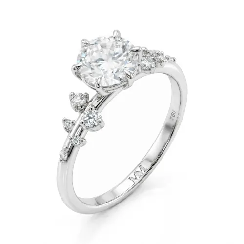 Aurora - Moissanite Ring with Minimalistic Side Stones