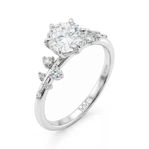 Aurora - Moissanite Ring with Minimalistic Side Stones