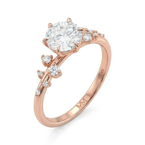 Aurora - Moissanite Ring with Minimalistic Side Stones