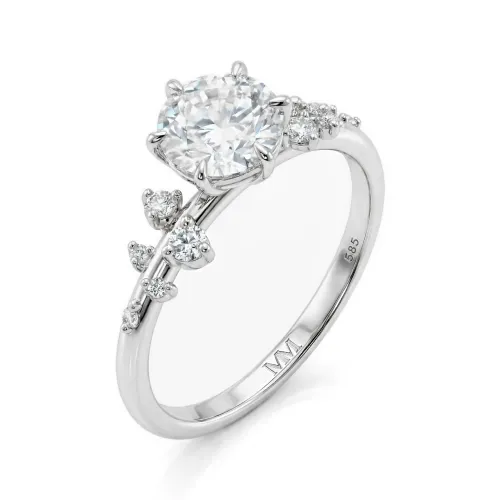 Aurora - Moissanite Ring with Minimalistic Side Stones