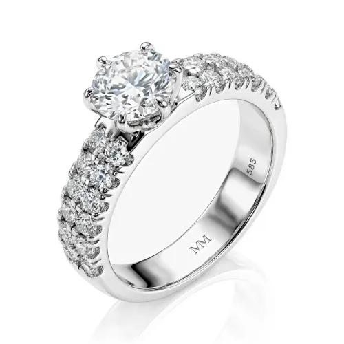 Serena - Moissanite Ring with Double Pavé Side Stones