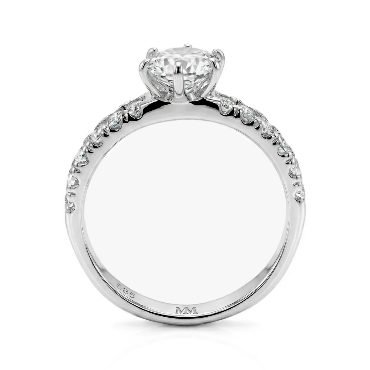 Serena - Moissanite Ring with Double Pavé Side Stones