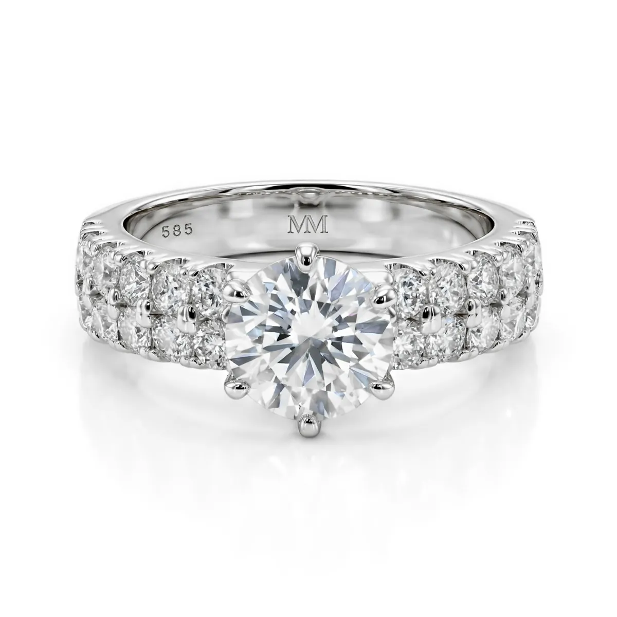 Serena - Moissanite Ring with Double Pavé Side Stones