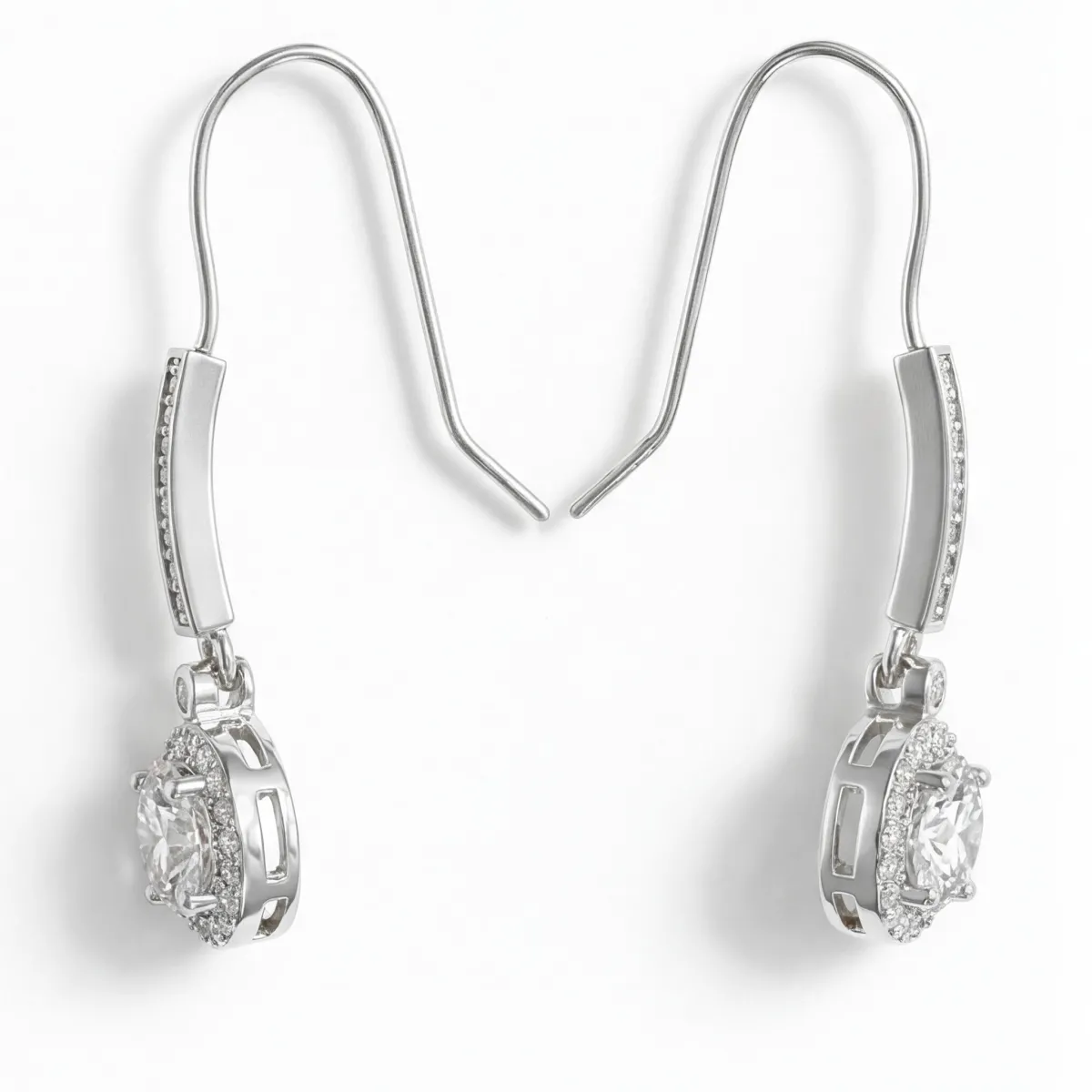 Luminary - Moissanite Drop Earrings in Halo Setting