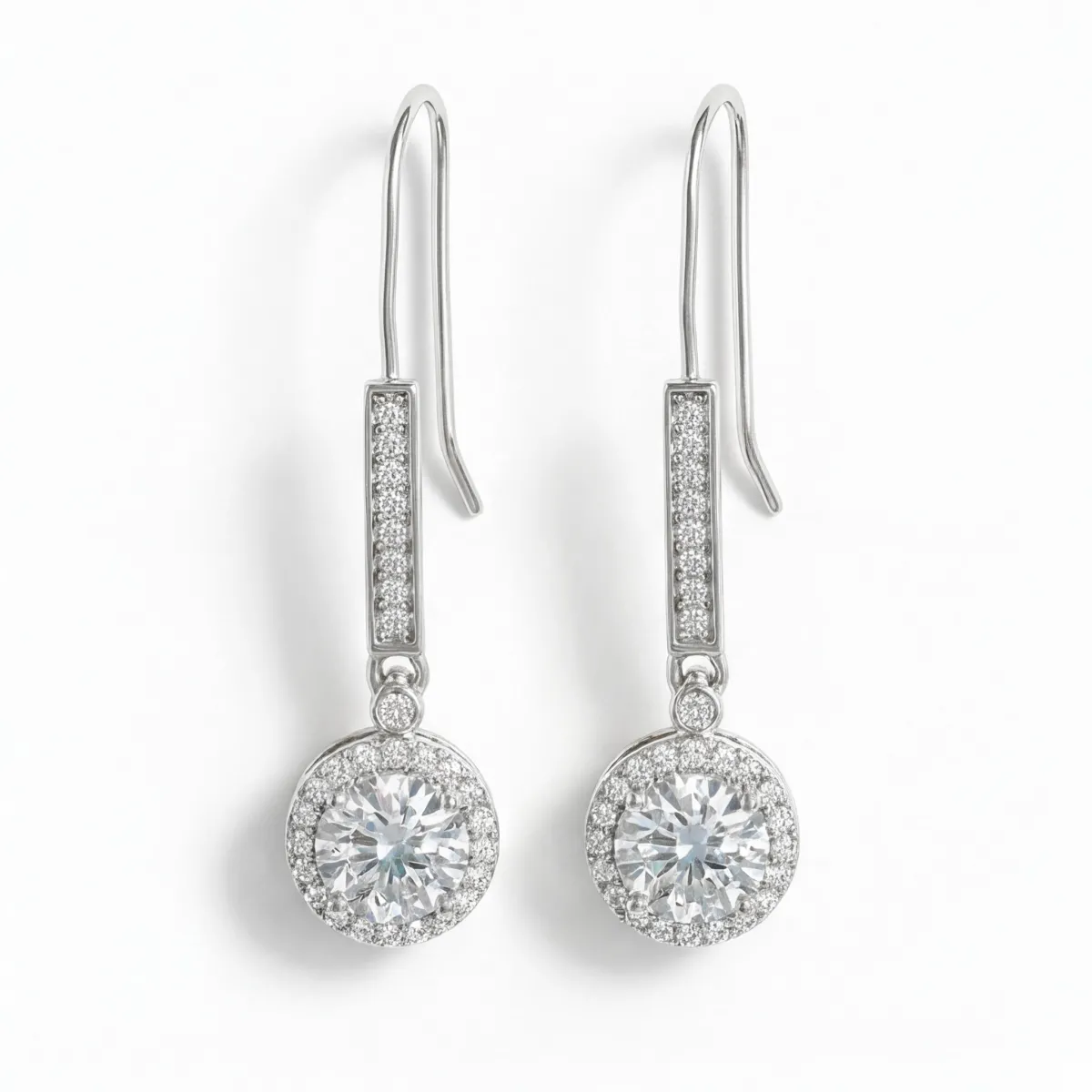 Luminary - Moissanite Drop Earrings in Halo Setting