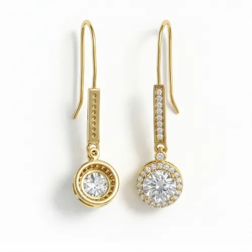 Luminary - Moissanite Drop Earrings in Halo Setting