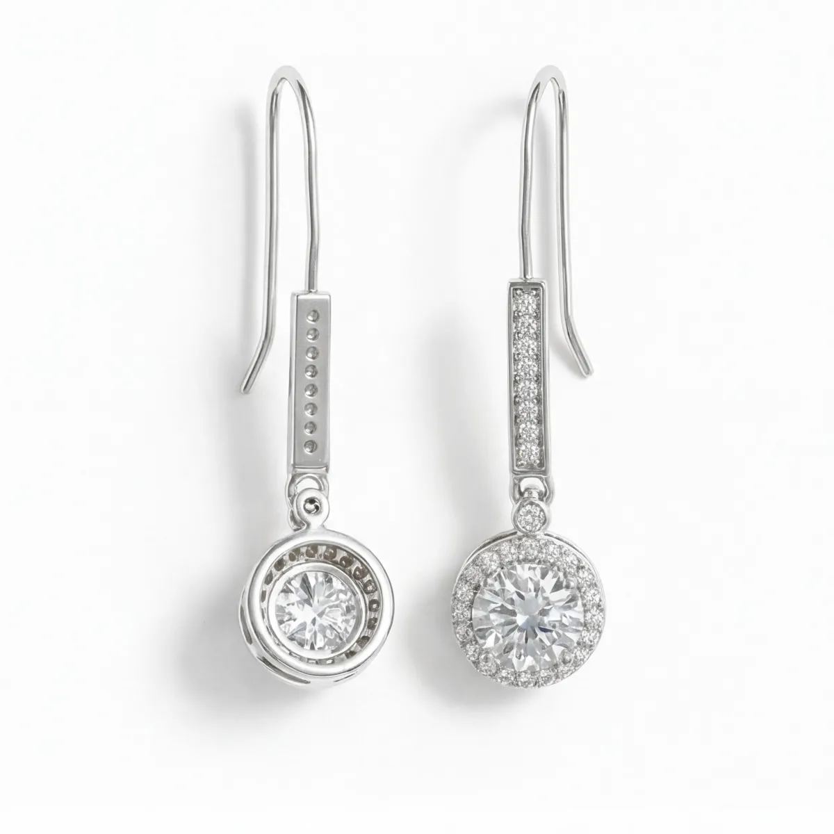 Luminary - Moissanite Drop Earrings in Halo Setting