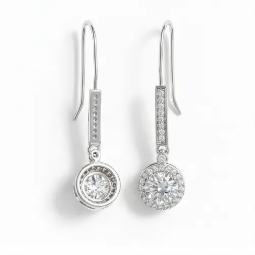 Luminary - Moissanite Drop Earrings in Halo Setting
