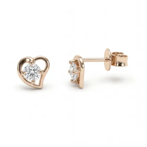 Etheria - Moissanite Heart Stud Earrings
