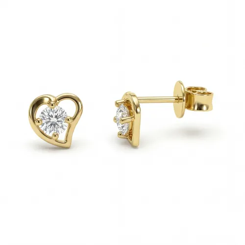 Etheria - Moissanite Heart Stud Earrings