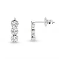 Tri-Bezel - Moissanite Stud Earrings in Bezel Setting