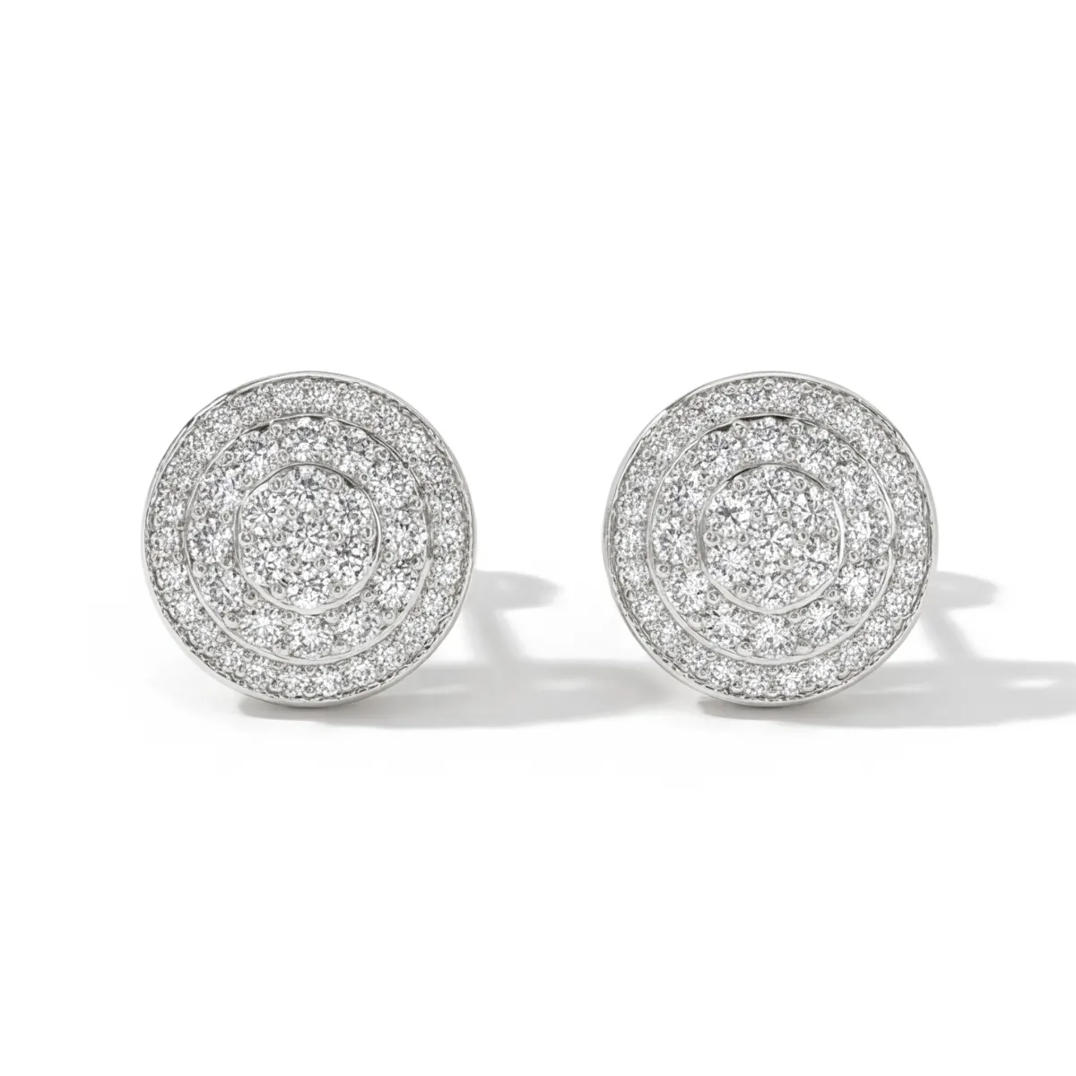 Round Clusters - Moissanite Stud Earrings in Pavé Setting