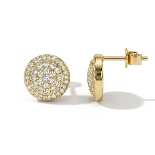 Round Clusters - Moissanite Stud Earrings in Pavé Setting