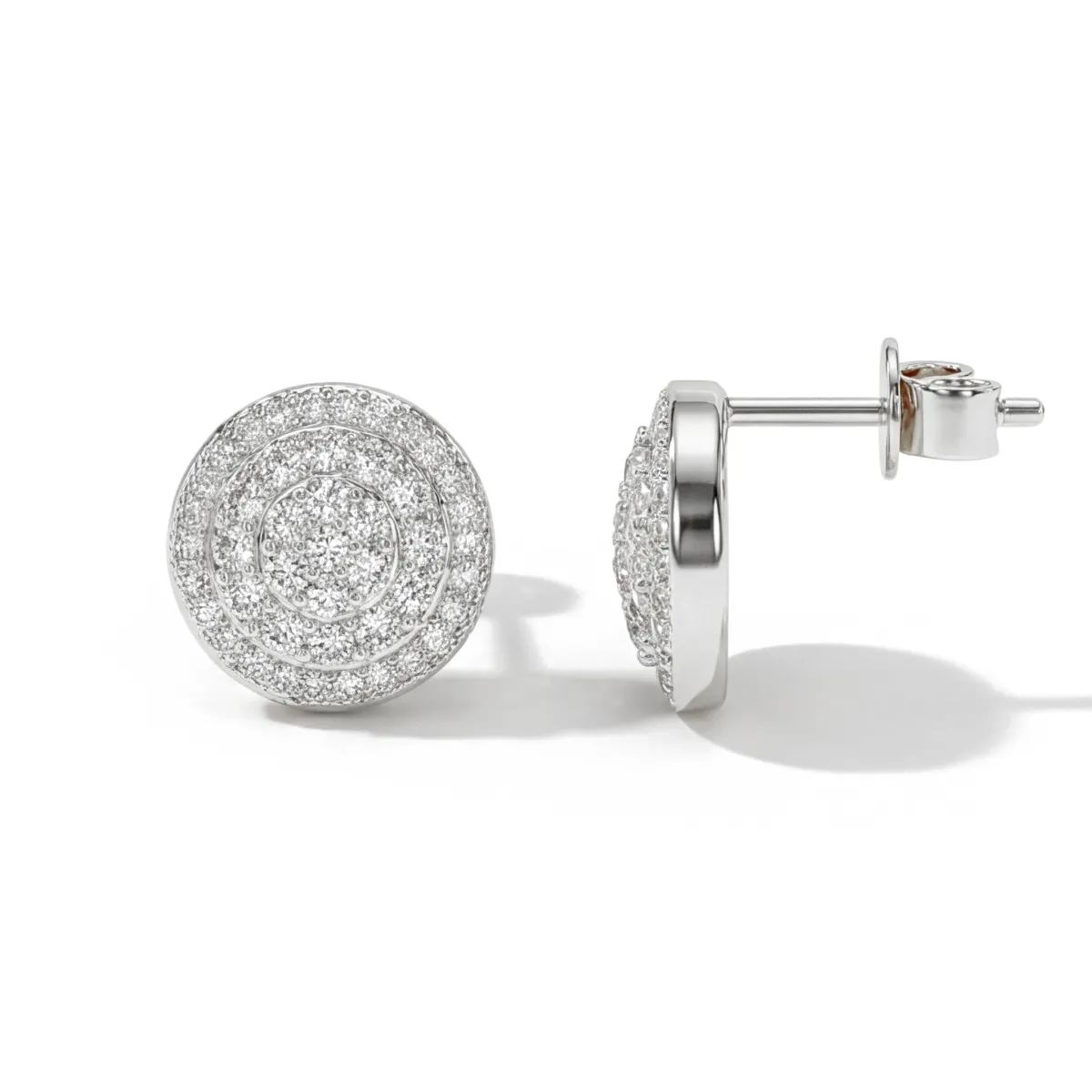 Round Clusters - Moissanite Stud Earrings in Pavé Setting