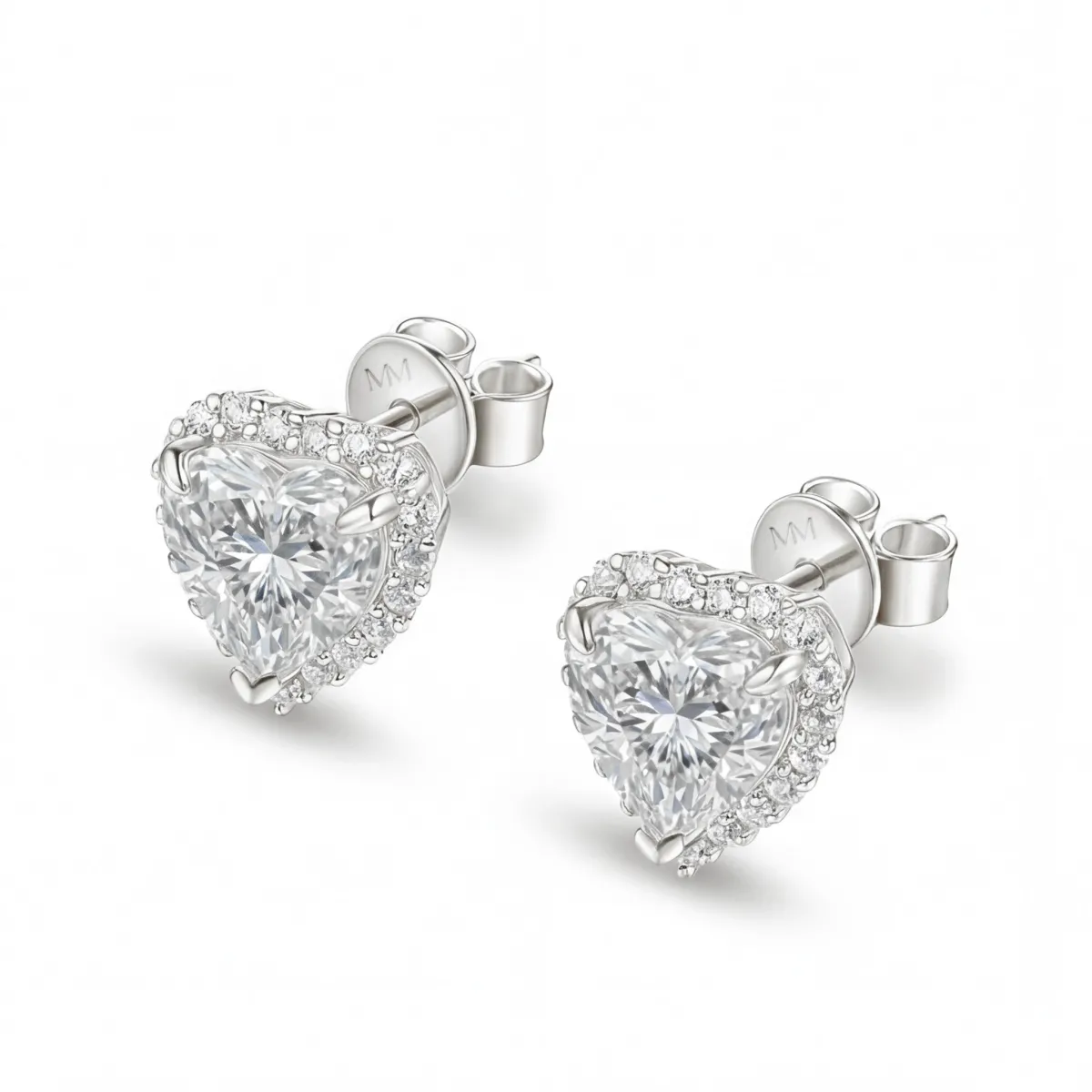 Belleza - Heart Moissanite Earrings in Halo Setting