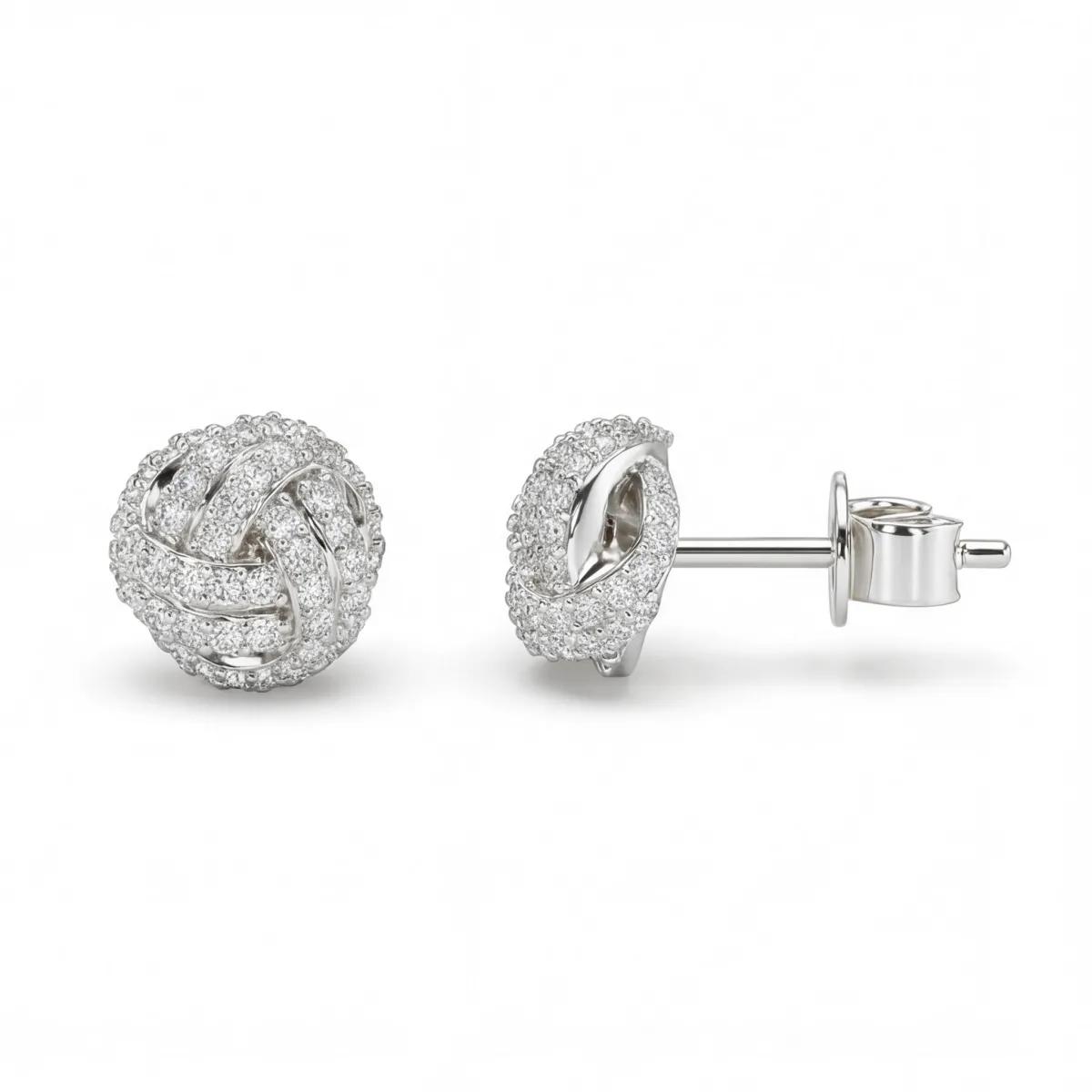 Cluster Spheres - Moissanite Stud Earrings in Pavé Setting