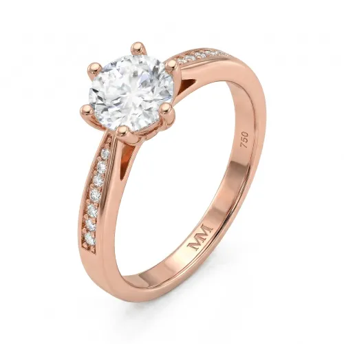 Sophia - Moissanite Engagement Ring with Pavé Side Stones