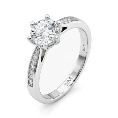 Sophia - Moissanite Engagement Ring with Pavé Side Stones