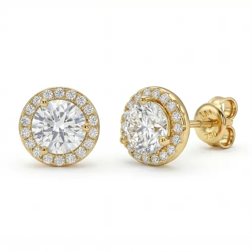 Orbis - Moissanite Stud Earrings in Halo Setting
