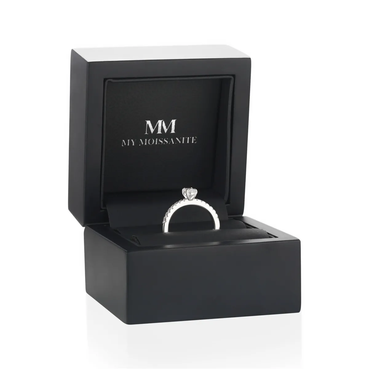 Nina - Oval Moissanite Ring with Pavé Side Stones