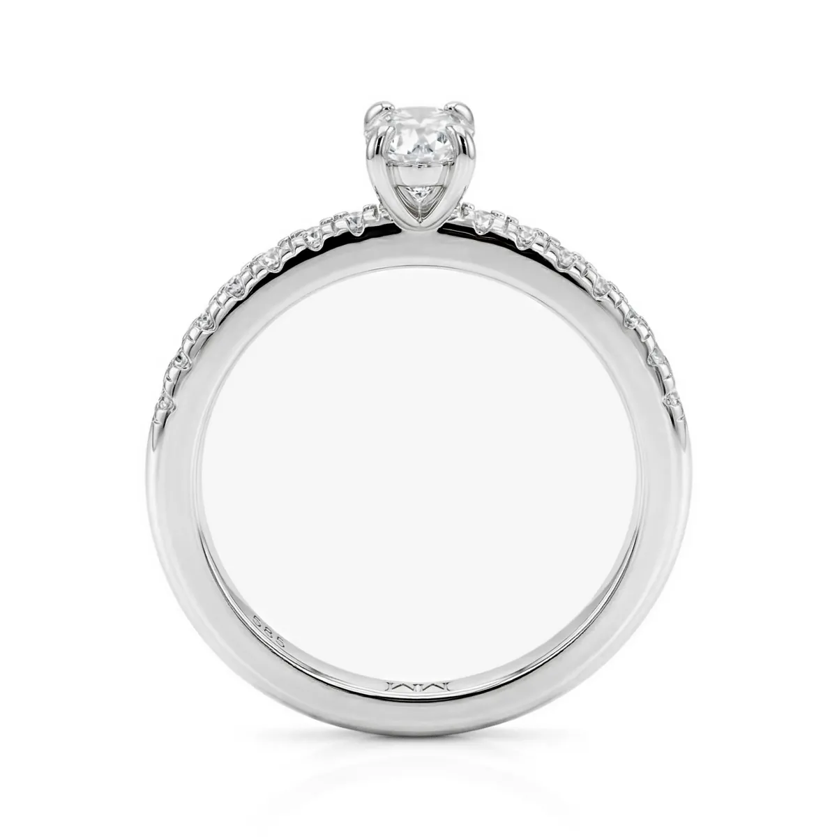Nina - Oval Moissanite Ring with Pavé Side Stones