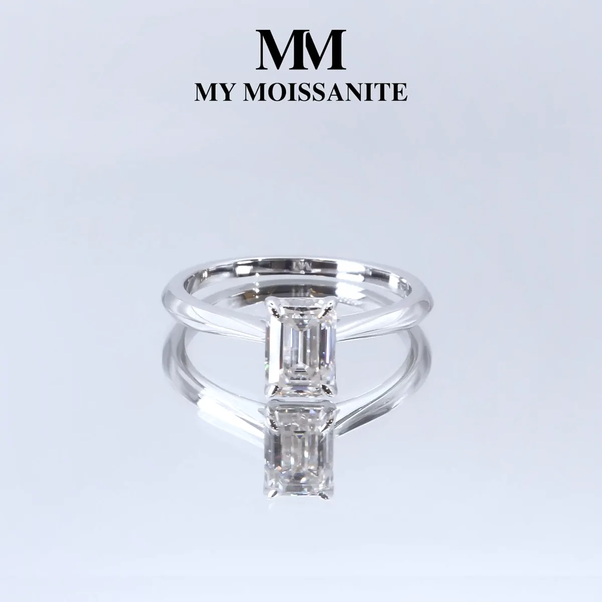 Elysium - Emerald Solitaire Moissanite Ring