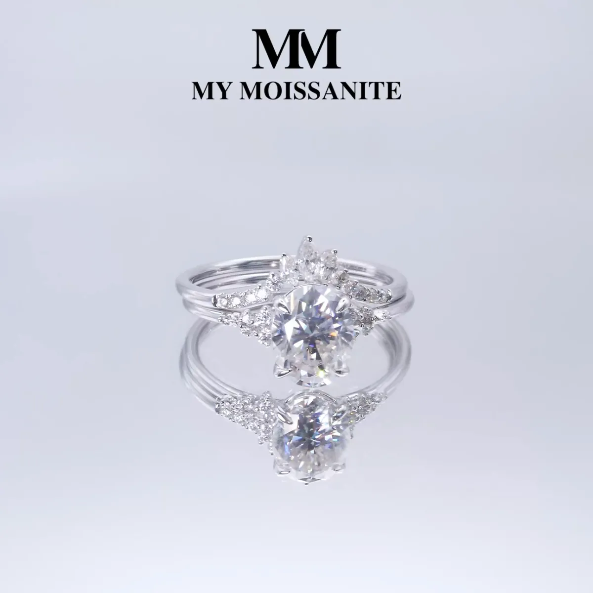 Ethereal Elegance Set - Ovaline & Serenella Moissanite Bridal Set With Marquise Accents