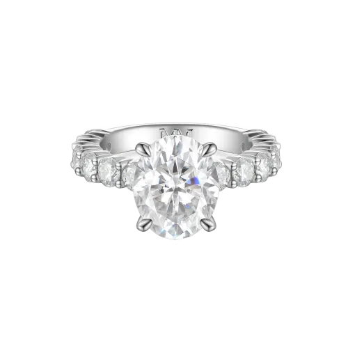 Majestica - Oval Moissanite Ring with Side Stones