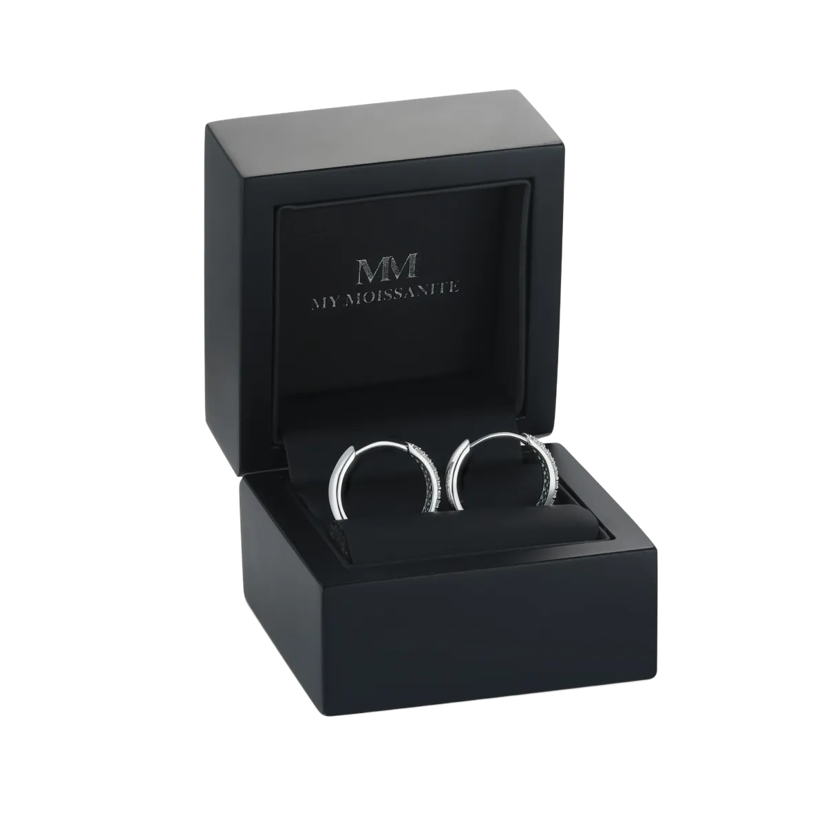 Glintique - Pavé Set Moissanite Huggie Hoop Earrings with Hinged Closure