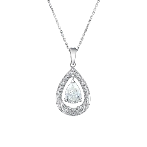 Pendula - Teardrop Moissanit Wisiorek z Podwójnym Halo Elegancji