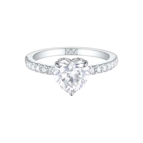 Amoretta - Pierścionek Zaręczynowy z Moissanit w Kształcie Serca z Pavé na Barkach