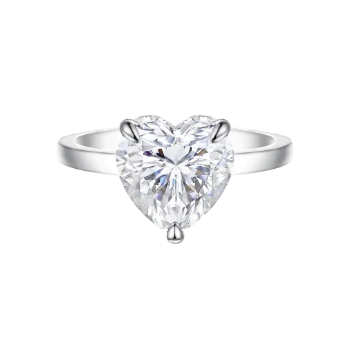 Amorelle - Heart Cut Moissanite Engagement Ring with Hidden Halo