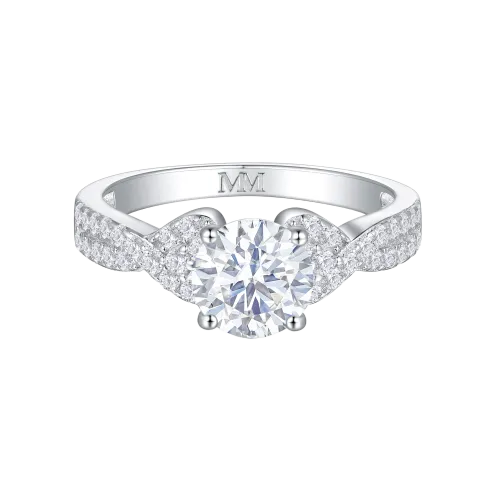 Mirari - Moissanite Engagement Ring With Twisted Split Shank and Pavé Set Accents