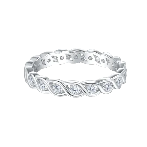 Celestine - Skręcony Moissanitowy Pierścień Eternity w Oprawie Bezel