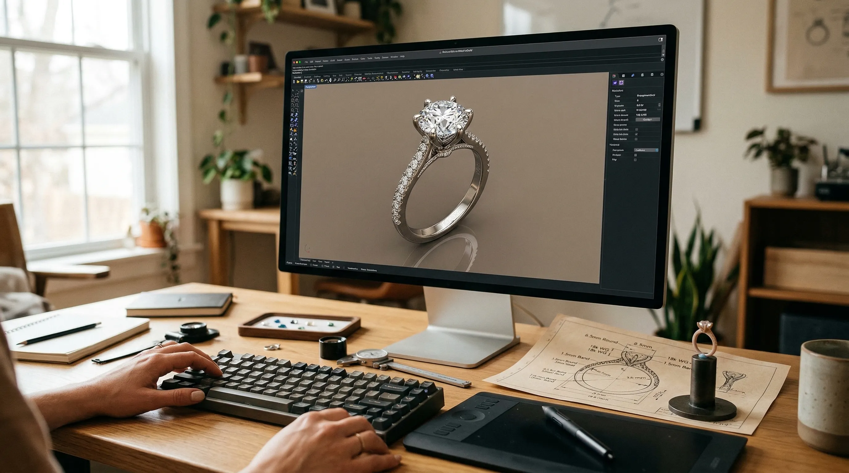 Jeweler setting a stone